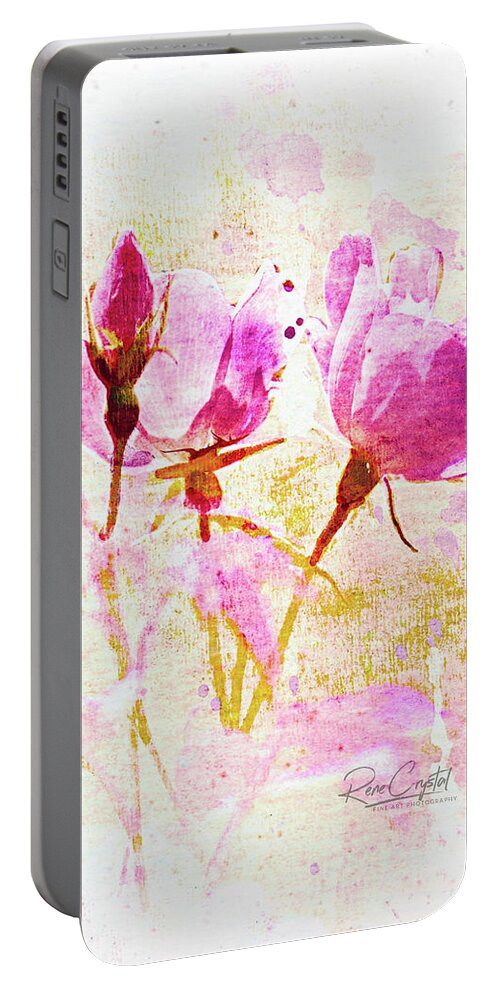 Roses Portable Battery Charger featuring the photograph A Wink Of Pink by Rene Crystal