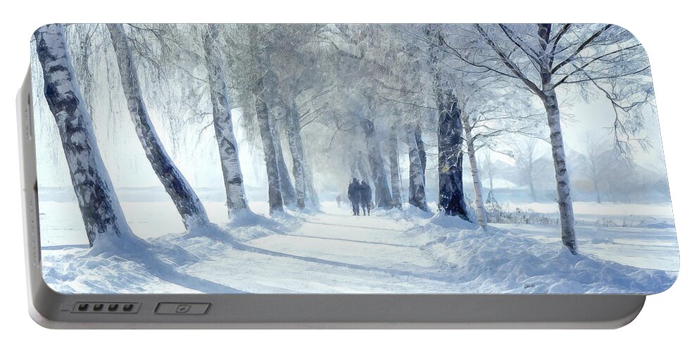 Photography Portable Battery Charger featuring the digital art A Winter's Path by Terry Davis