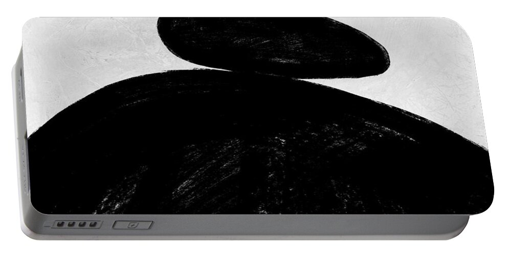 Black And White Portable Battery Charger featuring the painting Abstract Black and White No.35 by Naxart Studio