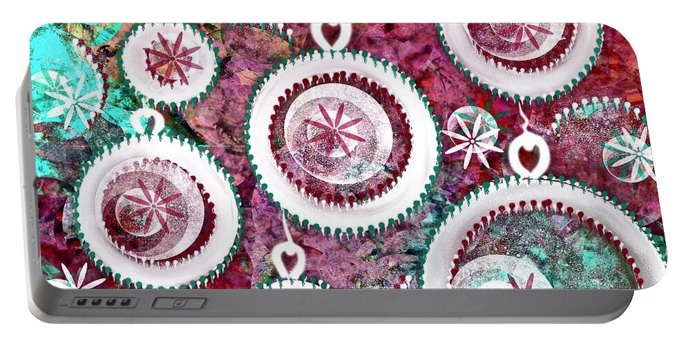 Abstract Christmas Tapestry Art Portable Battery Charger featuring the digital art Abstract Christmas Tapestry Art by Laurie's Intuitive