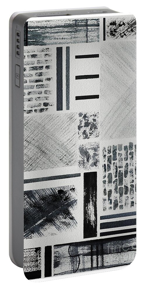Abstract Portable Battery Charger featuring the painting Abstract Collage by Karen Fleschler