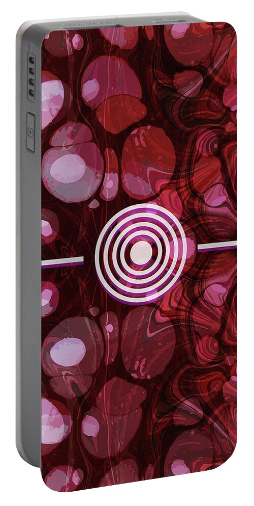 Abstract Portable Battery Charger featuring the mixed media Abstract Painting - Marbling art 04- Fluid Painting - Purple, Pink, Brown, Black - Modern Abstract by Studio Grafiikka