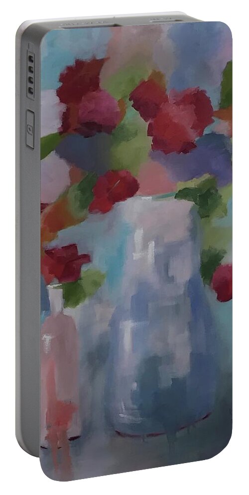 Abstract Portable Battery Charger featuring the painting Abstract Roses by Karen Jordan