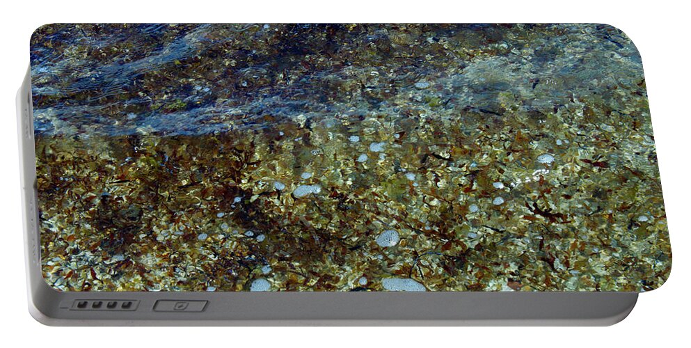 Abstract Portable Battery Charger featuring the photograph Abstract - Seaweed in the Surf by Eric Hafner