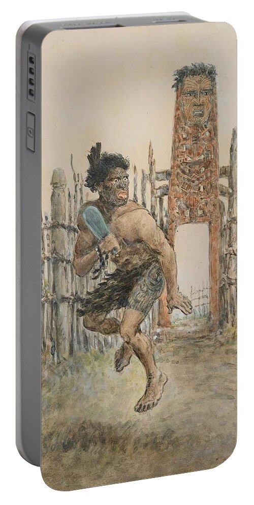 Illustration Portable Battery Charger featuring the painting Adorned Robley, Arawa Soldier by Celestial Images