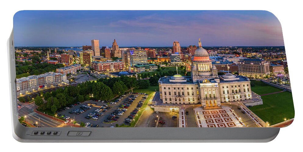 Providence Portable Battery Charger featuring the photograph Aerial panorama of Providence, Rhode Island by Mihai Andritoiu
