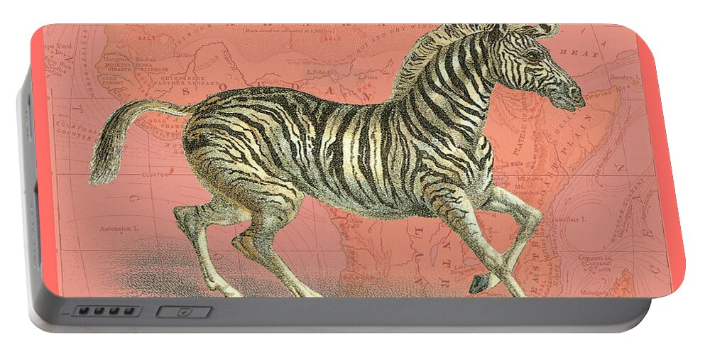 Animals & Nature+safari & Zoo Portable Battery Charger featuring the painting African Animals On Coral IIi by Studio W