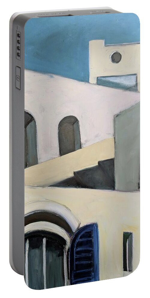 Surreal Portable Battery Charger featuring the painting After de Chirico by Jillian Goldberg