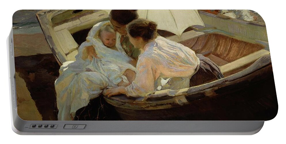 Joaquin Sorolla Portable Battery Charger featuring the painting After The Bath - 1912. by Joaquin Sorolla -1863-1923-