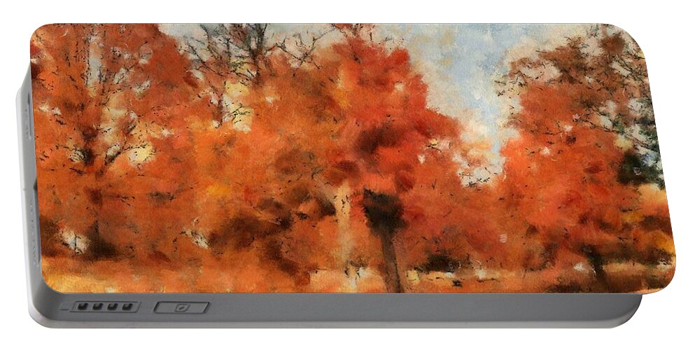 Fall Portable Battery Charger featuring the mixed media Afternoon in the Cemetery I by Christopher Reed