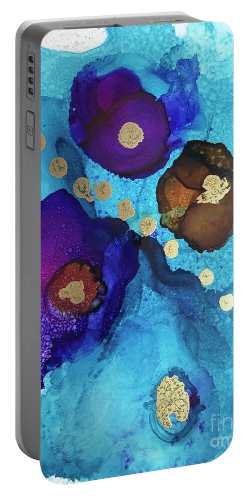 Alcohol Portable Battery Charger featuring the painting Alcohol Ink - 15 by Monika Shepherdson