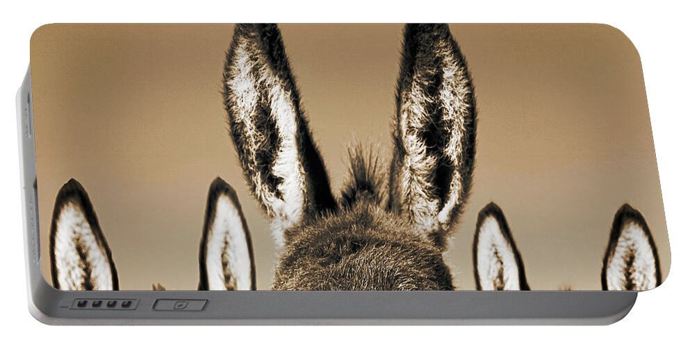 #faatoppicks Portable Battery Charger featuring the photograph All Ears, Sepia by Don Schimmel