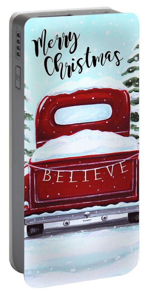 Christmas Portable Battery Charger featuring the painting All Snowed In by Elizabeth Robinette Tyndall