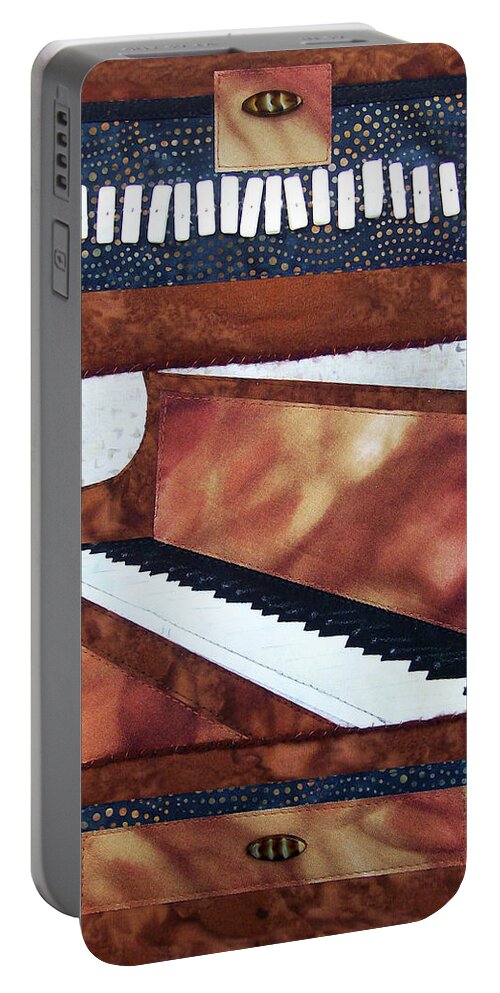 Piano Portable Battery Charger featuring the tapestry - textile All That Jazz Piano by Pam Geisel