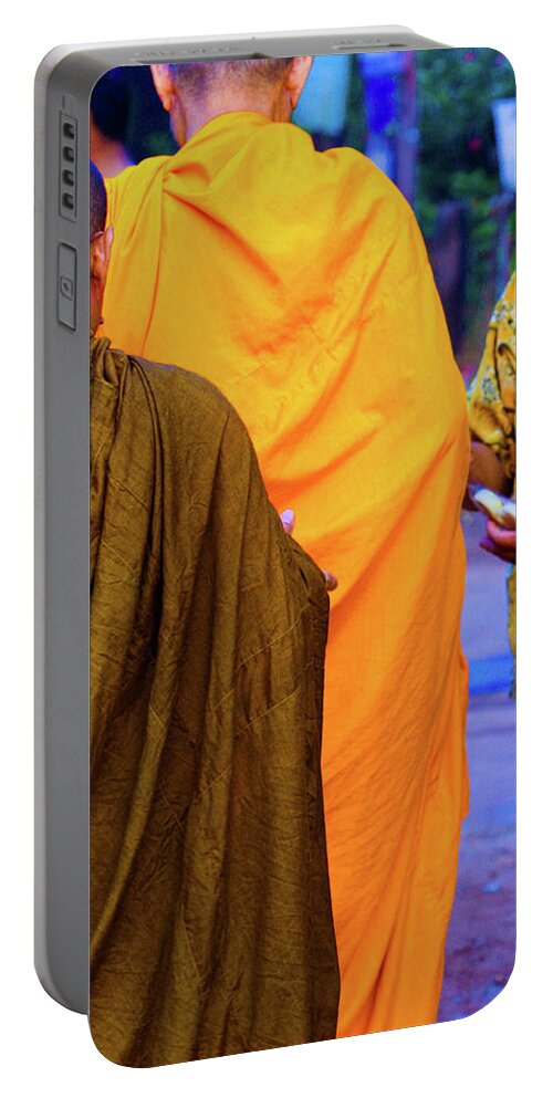 Books Portable Battery Charger featuring the photograph Alms for the monks by Jeremy Holton