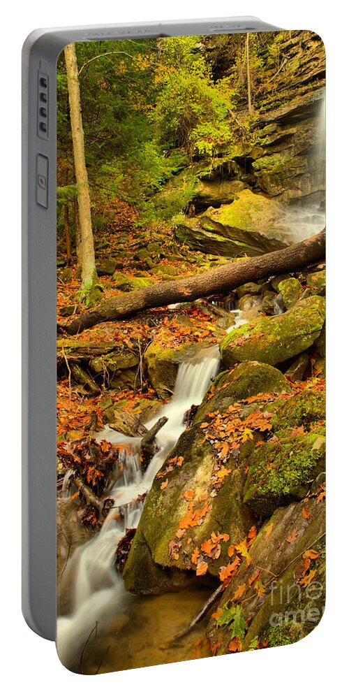 Alpha Falls Portable Battery Charger featuring the photograph Alpha Falls Stream by Adam Jewell