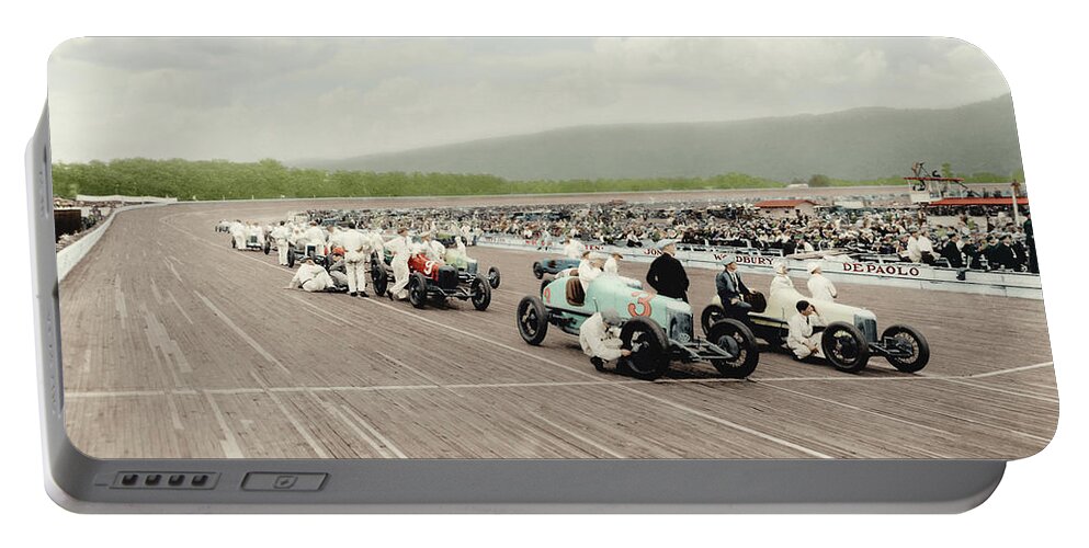 Altoona Portable Battery Charger featuring the photograph Altoona Speedway 1926 by Retrographs