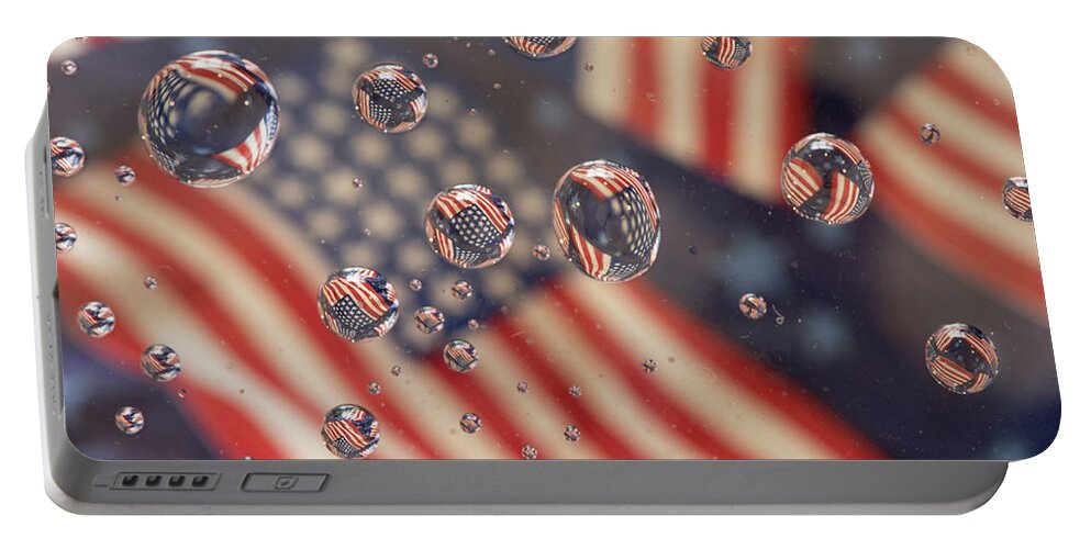 American Flag Portable Battery Charger featuring the photograph American flag by Minnie Gallman