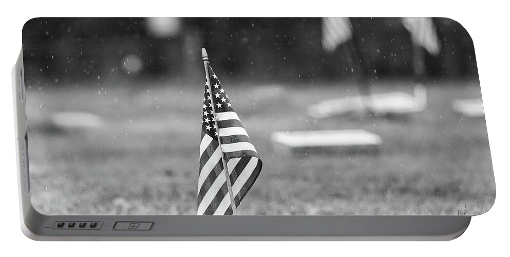 Patriotic Portable Battery Charger featuring the photograph Black and White Photography - Veterans by Amelia Pearn