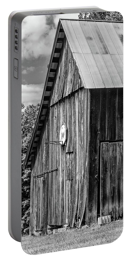 Landscape Portable Battery Charger featuring the photograph An American Barn bw by Steve Harrington