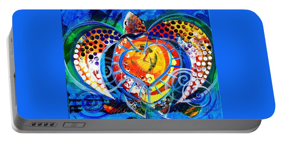 Sea Turtle Portable Battery Charger featuring the painting And the Sea Turtle Had a Heart by J Vincent Scarpace
