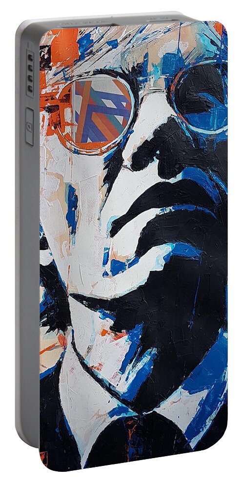 Andy Warhol Portrait Portable Battery Charger featuring the painting Andy Warhol by Paul Lovering