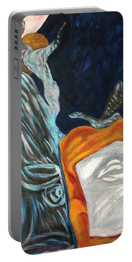 Peace Angel Blue .angel Portable Battery Charger featuring the painting Angel of Peace by Medge Jaspan