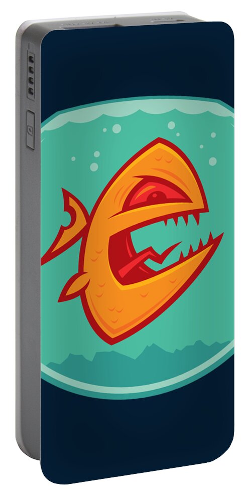 Anger Portable Battery Charger featuring the digital art Angry Goldfish by John Schwegel