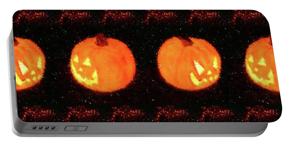 Pumpkin Portable Battery Charger featuring the digital art Angry Pumpkins Banner by Richard De Wolfe