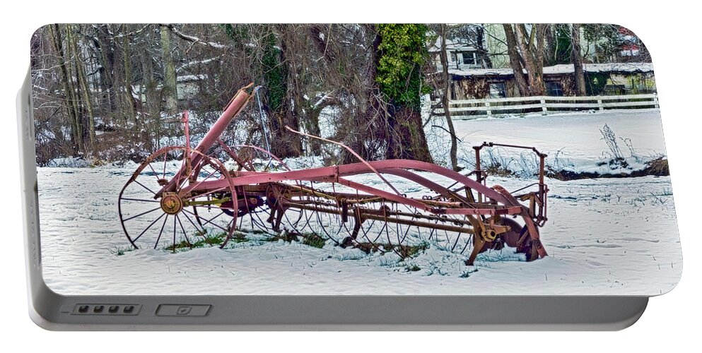 2d Portable Battery Charger featuring the photograph Antique Farm Equipment by Brian Wallace