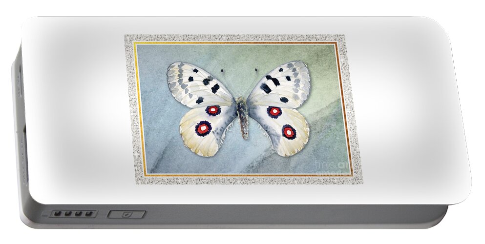 Butterfly Greeting Card Portable Battery Charger featuring the painting Apollo Butterfly by Amy Kirkpatrick