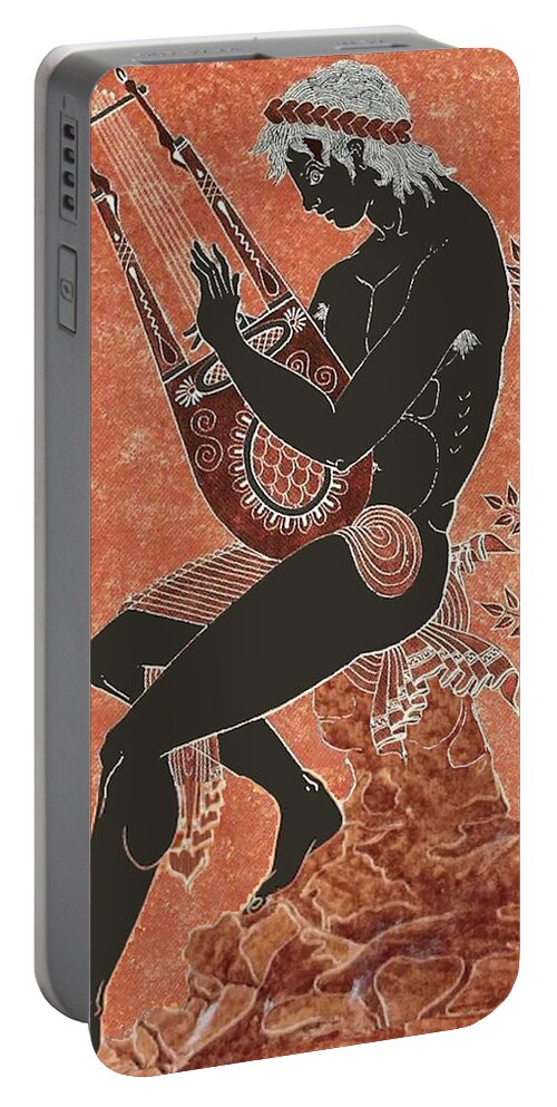 Apollo Portable Battery Charger featuring the painting Apollo on a Rock playing a Lyre by Anonymous