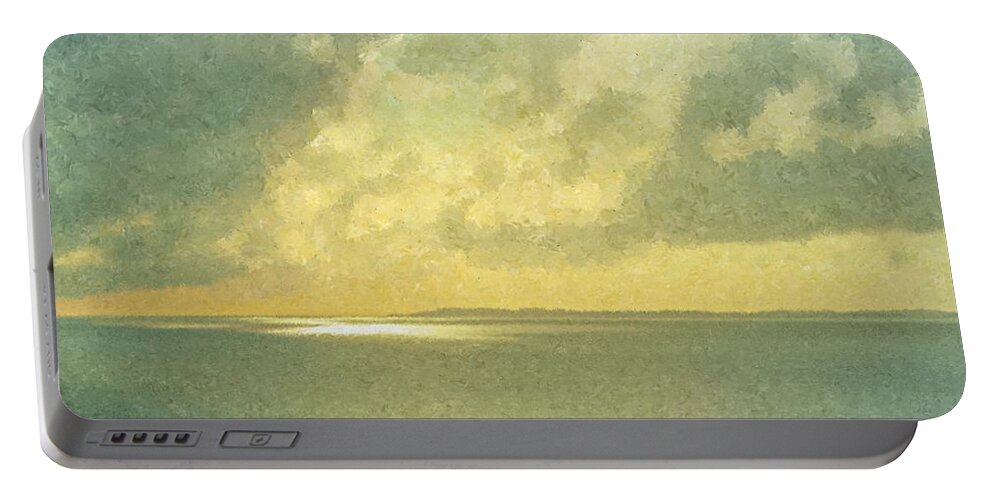 Bermuda Portable Battery Charger featuring the painting Approaching Bermuda in Morning Glory by Bill McEntee