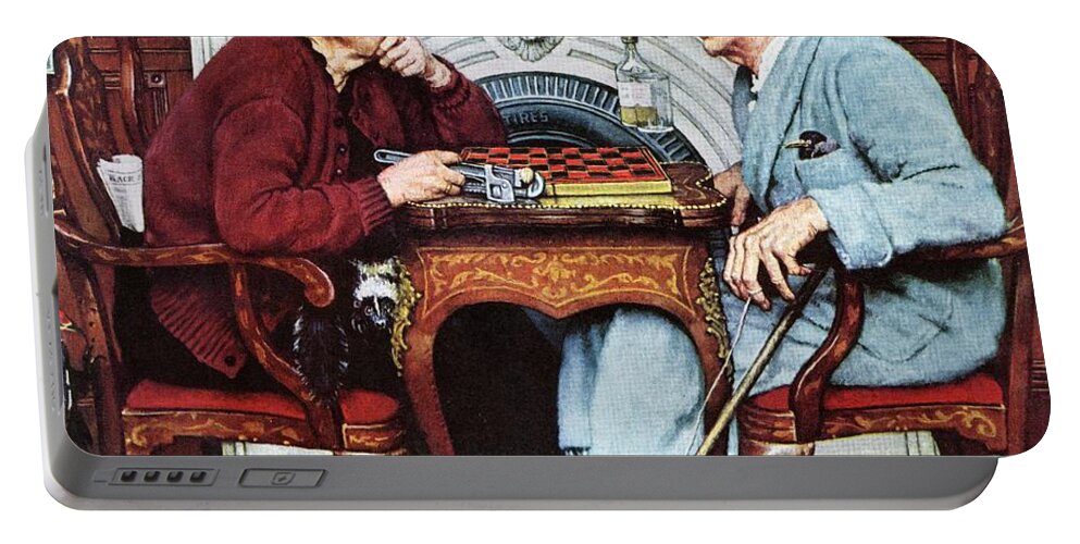 April Fools Portable Battery Charger featuring the painting April Fool, 1943 by Norman Rockwell