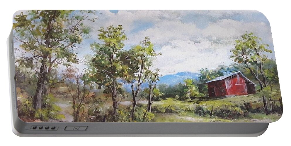 Summer Portable Battery Charger featuring the painting Arkansas Summer by Virginia Potter