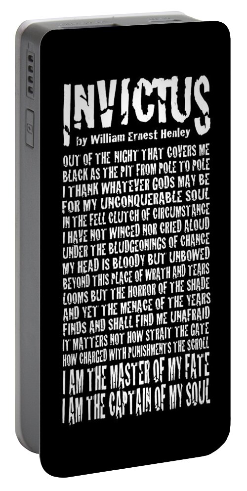 Invictus Portable Battery Charger featuring the digital art Invictus - Grunge Style by Ginny Gaura