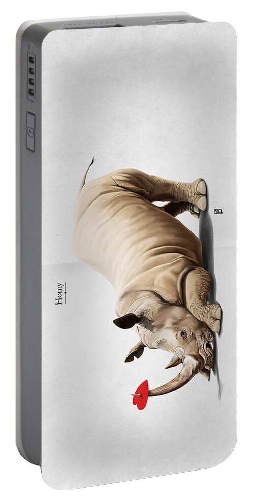 Illustration Portable Battery Charger featuring the digital art Horny by Rob Snow
