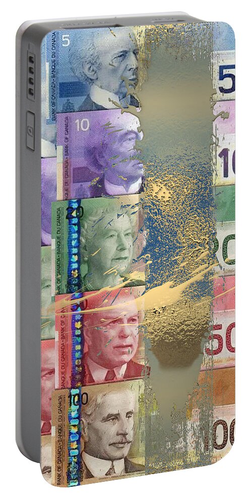 ‘money’ Collection By Serge Averbukh Portable Battery Charger featuring the digital art Pure Gold - Selection of Canadian Paper Currency by Serge Averbukh