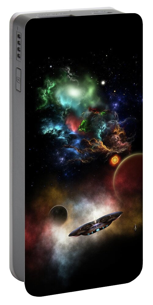 Space Portable Battery Charger featuring the digital art Beyond Space and Time by Rolando Burbon