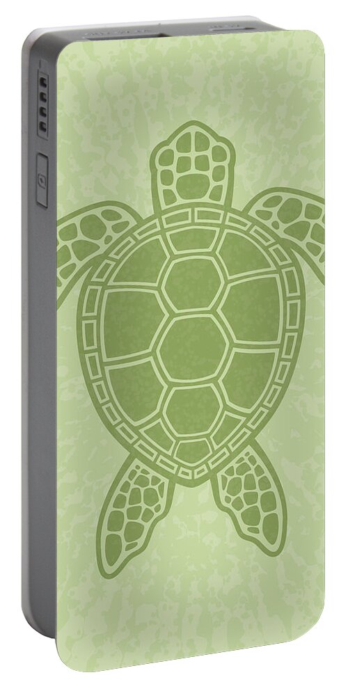 Green Portable Battery Charger featuring the digital art Green Sea Turtle by John Schwegel