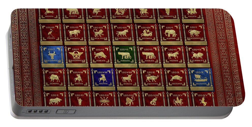‘rome’ Collection By Serge Averbukh Portable Battery Charger featuring the digital art Standards of Roman Imperial Legions - Legionum Romani Imperii Insignia by Serge Averbukh