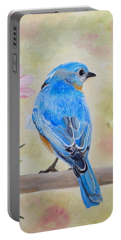 Bluebird Portable Battery Charger featuring the painting Bluebird Prom Day by Angeles M Pomata