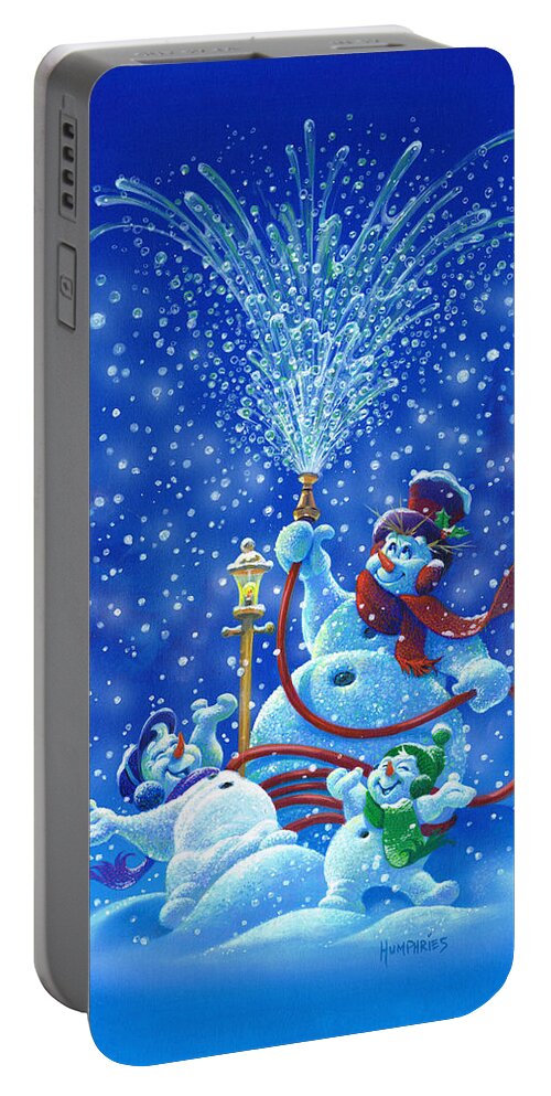 Michael Humphries Portable Battery Charger featuring the painting Making Snow by Michael Humphries