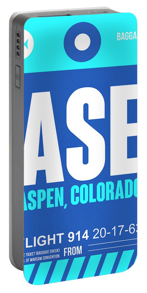 Aspen Portable Battery Charger featuring the digital art ASE Aspen Luggage Tag II by Naxart Studio