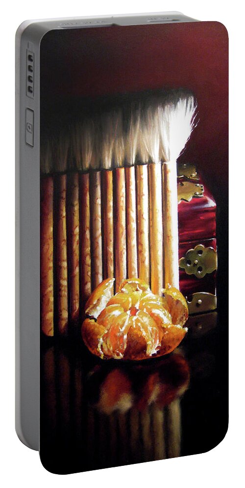 Mandarin Portable Battery Charger featuring the pastel Asian Influence by Dianna Ponting