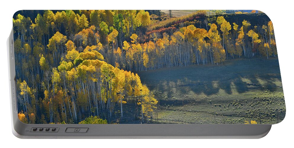 Wilson Mesa Portable Battery Charger featuring the photograph Aspen Groves Aglow on Wilson Mesa by Ray Mathis