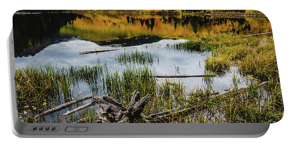 Aspens Portable Battery Charger featuring the photograph Aspen Lake Reflection by Johnny Boyd