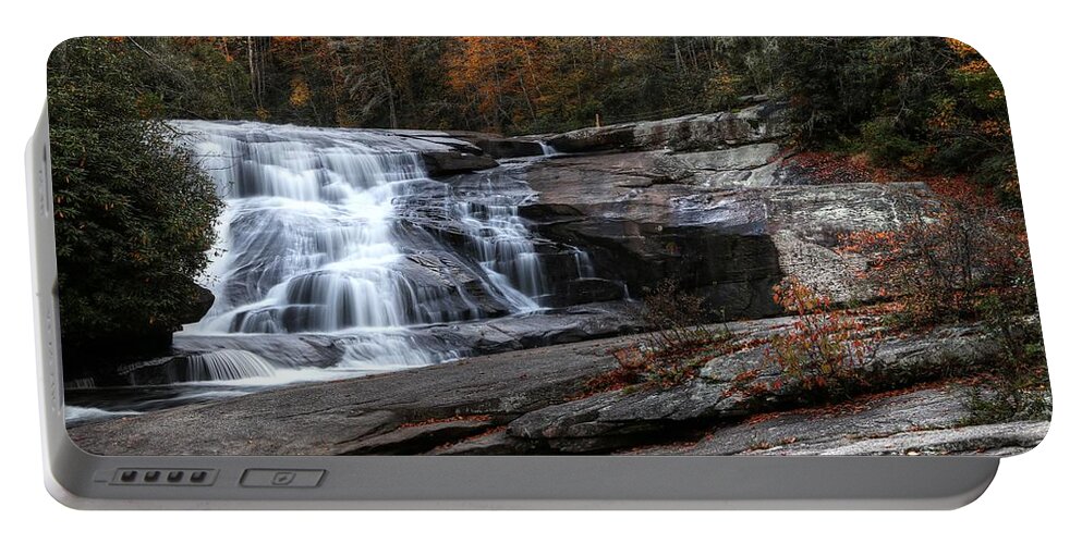 Triple Falls Portable Battery Charger featuring the photograph At The Base Of Triple Falls by Carol Montoya