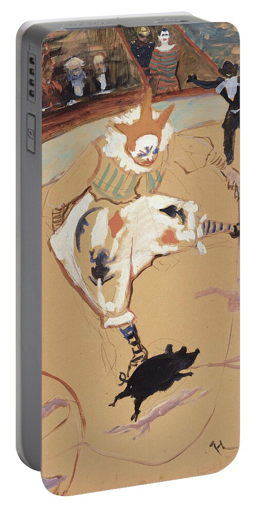 19th Century Art Portable Battery Charger featuring the painting At the Circus Fernando - Medrano with a Piglet by Henri de Toulouse-Lautrec