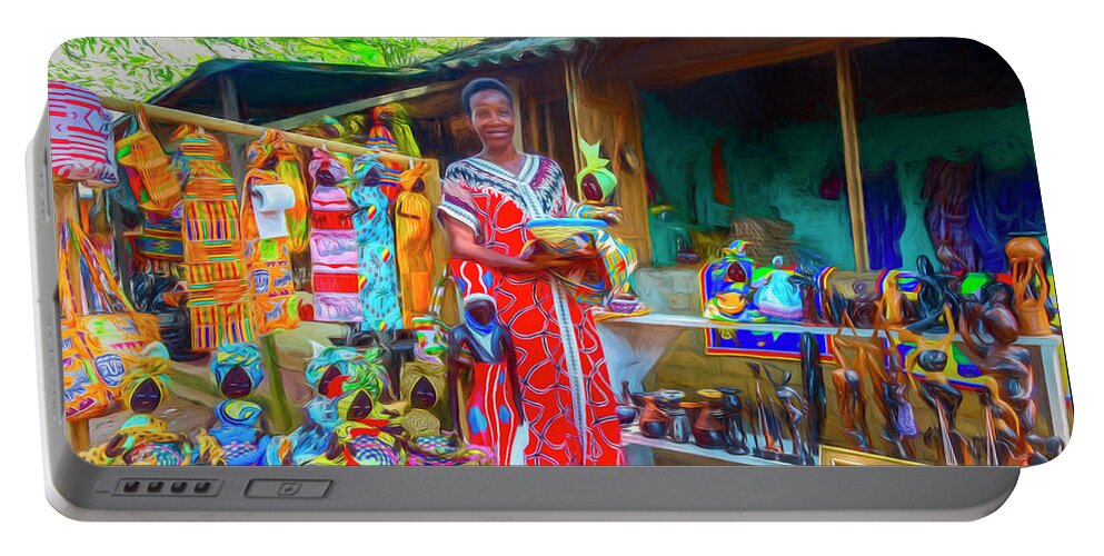 African Portable Battery Charger featuring the photograph At the Market Painting by Debra and Dave Vanderlaan